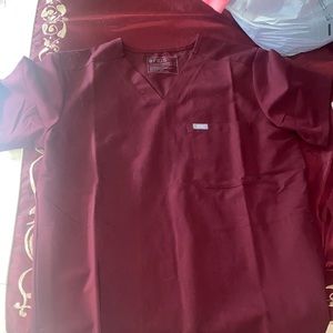 Figs burgundy chisec top size small